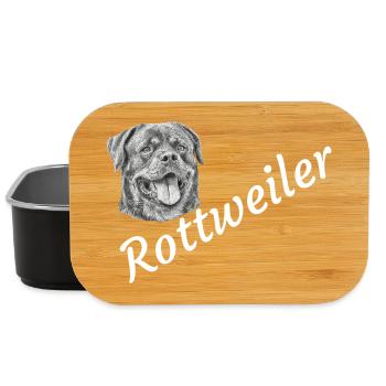 Rottweiler ,Hunde, Hundekopf, Wachhund, Rassehund, - Lunch Box - Schwarz - Vorne