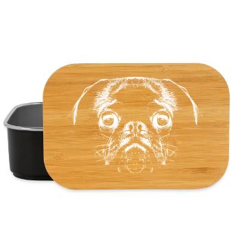 Mops / Gesicht / Kopf - Lunch Box - Schwarz - Vorne