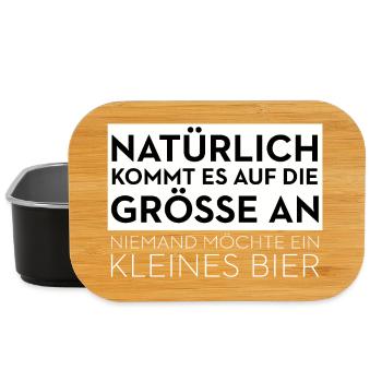 Natürlich kommt’s auf die Größe an – Bier Spruch - Lunch Box - Schwarz - Vorne