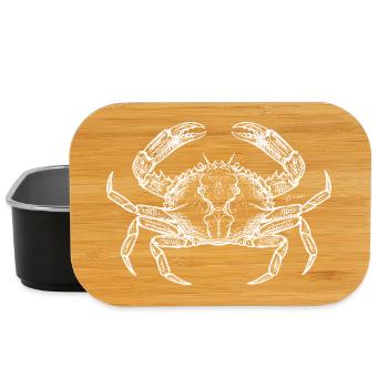 Crab Line Art Emblem - Lunch Box - black - Front