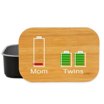 Mama mit Zwillingen – Batterieniveau - Lunch Box - Schwarz - Vorne