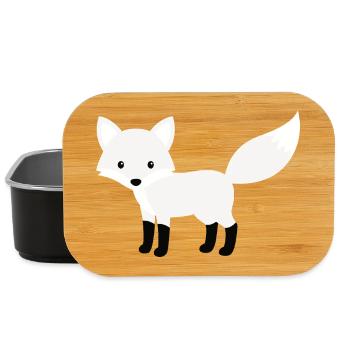 Cute Snow Polar Fox Minimalist Style - Lunch Box - black - Front