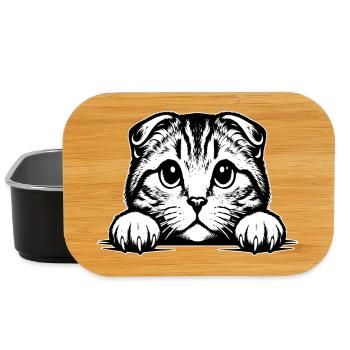Scottish Fold-eared Cat with Paws - Lunch Box - black - Front
