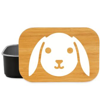 Cute floppy ear bunny rabbit head - Lunch Box - black - Front