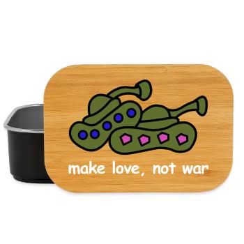 Make Love, Not War | Peace, Cartoon - Lunch Box - black - Front