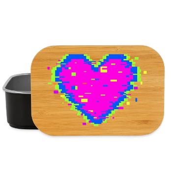 Pixel Heart Glitch Love Illustration - Lunch Box - Schwarz - Vorne