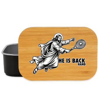 Tennis Jesus – Er ist Rückhand – Lustiges Tennis-Meme - Lunch Box - Schwarz - Vorne
