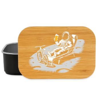 Astronaut Chilling On Moon Drinking Beer - Lunch Box - black - Front