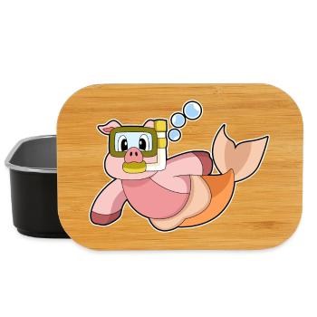 Schwein Taucher Schnorchel Tauchen - Lunch Box - Schwarz - Vorne