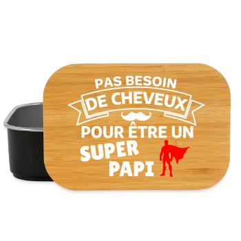 Humour capillaire super héros paternité - Boîte à goûter - noir - Devant