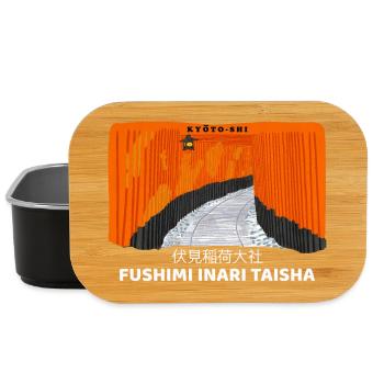 Japan, Kyoto, Fushimi Inari Taisha Torii Drawing - Lunch Box - black - Front