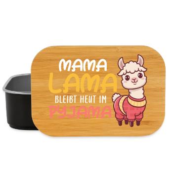 MAMA LAMA RESTE EN PYJAMA AUJOURD’HUI Drôle - Boîte à goûter - noir - Devant