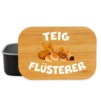TEIGFLÜSTERER Bäcker Spruch Brot backen - Lunch Box - Schwarz - Vorne