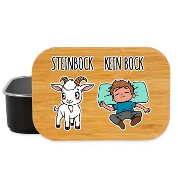 Steinbock - Kein Bock - Achtung Flachwitz! - Lunch Box - Schwarz - Vorne