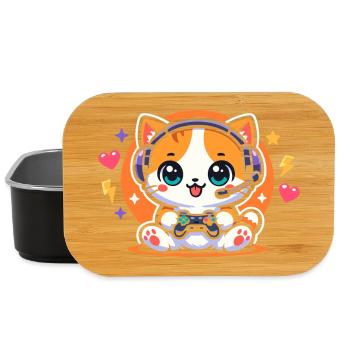Gaming Katze – Lustiger Zocken Spruch - Lunch Box - Schwarz - Vorne