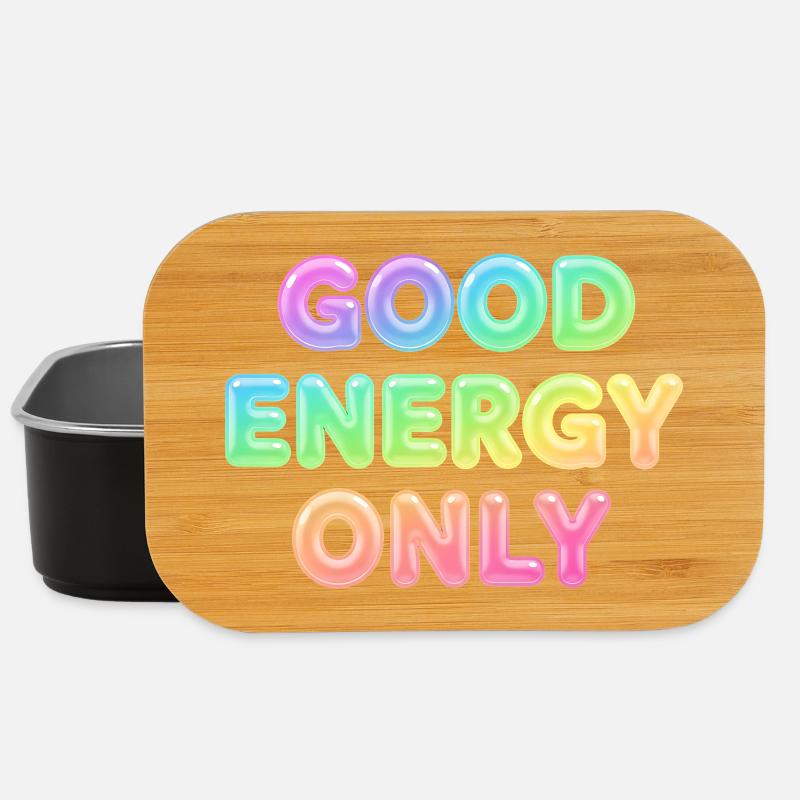 Good Energy Only – Positive Statement Typografie - Lunch Box - Schwarz