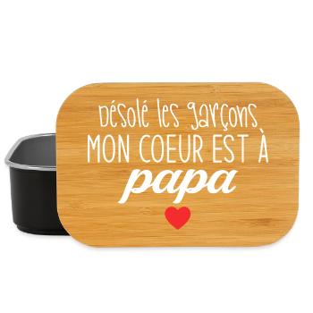 Mon cœur est à papa, désolé les garçons - Boîte à goûter - noir - Devant