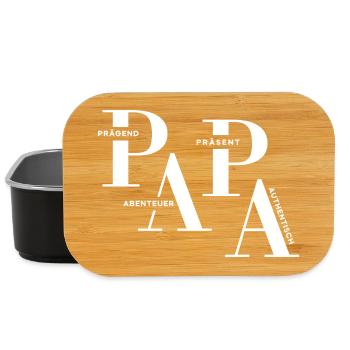 Gestaffeltes PAPA Design in Weiß für dunkle Mode - Lunch Box - Schwarz - Vorne