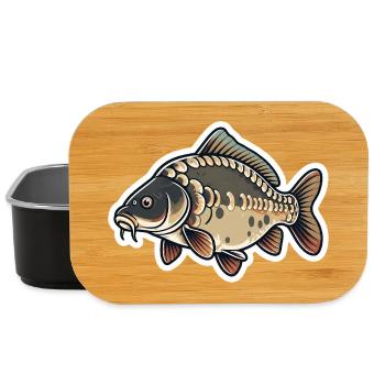 Mirror Carp Cartoon – Cute Carp Fishing Design - Lunch Box - black - Front