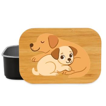 Les chiens mignons se câlinent : petit et grand chien - Boîte à goûter - noir - Devant