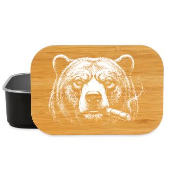 Bear Cigar Portrait in Bold Ink - Lunch Box - black - Front
