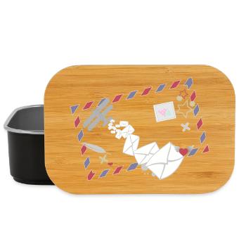 Airmail Rahmen mit Briefen & Postflugzeug Symbol - Lunch Box - Schwarz - Vorne