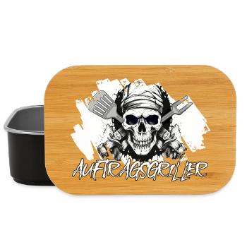 Aufragsgriller Skull BBQ Geschenk Grillschürze - Lunch Box - Schwarz - Vorne