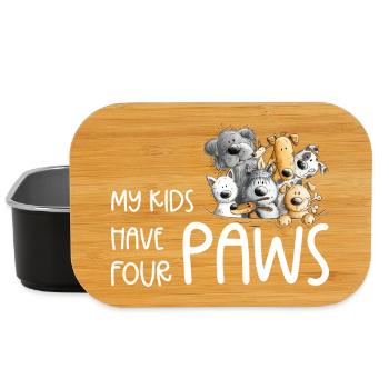 Caca de chien Chien disant que mes enfants ont des pattes - Boîte à goûter - noir - Devant