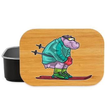 Hippopotame skieur ski sports d’hiver - Boîte à goûter - noir - Devant