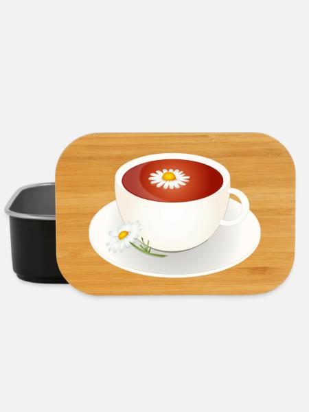 Kamillentee Motiv mit Blüte in eleganter Tasse - Lunch Box - Schwarz