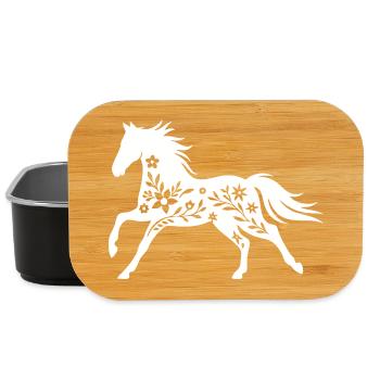Élégante silhouette de cheval floral - Boîte à goûter - noir - Devant