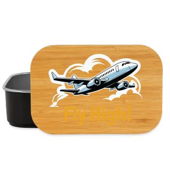 Jet in Sky Illustration Fly High - Lunch Box - black - Front