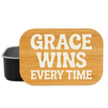 Jesus Christlich Glaube Grace Wins Every Time - Lunch Box - Schwarz - Vorne