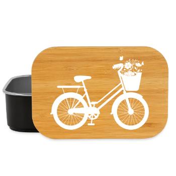 Blumen-Fahrrad-Geschenkidee - Lunch Box - Schwarz - Vorne
