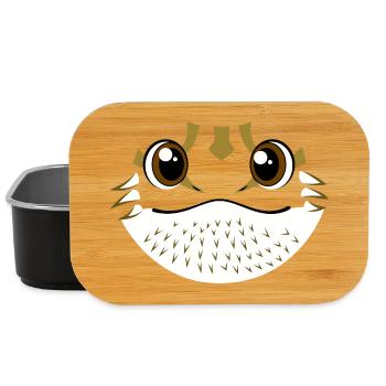 Cartoon Bearded Dragon Face Pet Reptile Lizard - Lunch Box - black - Front
