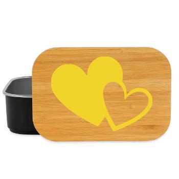 yellow heart yellow kbe hearts heart pattern - Lunch Box - black - Front