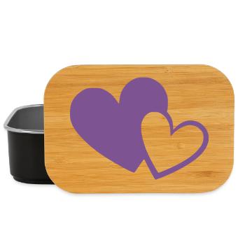 violet heart two violet hearts gift - Lunch Box - black - Front