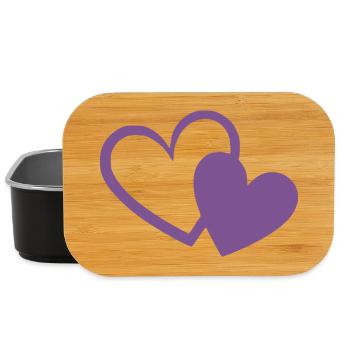 violet heart two violet hearts gift - Lunch Box - black - Front