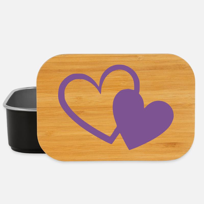 violettes Herz zwei violette Herzen Geschenk - Lunch Box - Schwarz