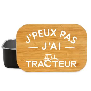 Tracteur Humour Cadeau Passionné d'Agriculture - Boîte à goûter - noir - Devant