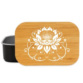 Nénuphar, lotus, fleur de lotus avec des feuilles. Yoga. - Boîte à goûter - noir - Devant