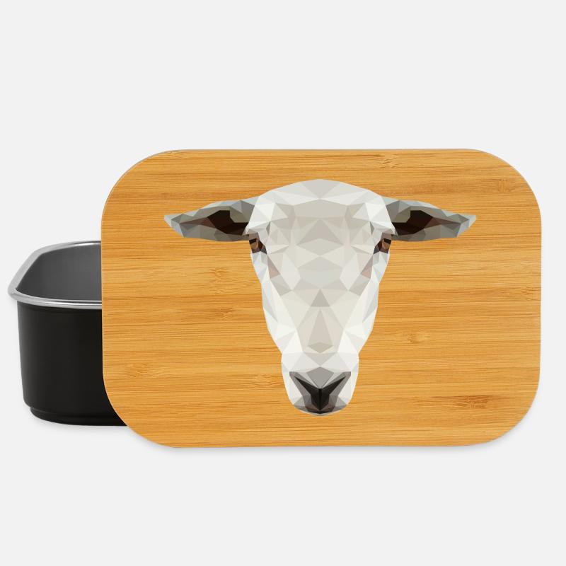 Schaf Kopf – Geometrisches Low Poly Tierdesign - Lunch Box - Schwarz