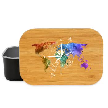 World map compass white - Lunch Box - black - Front