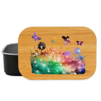 Flower Meadow Galaxy Garden Butterflies - Lunch Box - black - Front