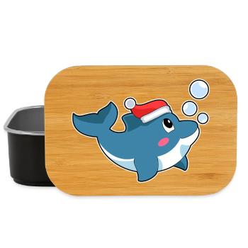 Dolphin Christmas Santa Hat - Lunch Box - black - Front