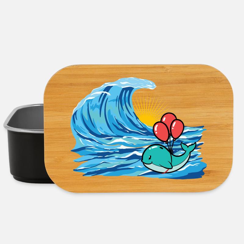 Wal Fisch Schwimmer Welle schwimmen - Lunch Box - Schwarz