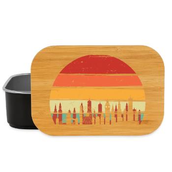 Retro Sunset City Skyline - Lunch Box - black - Front