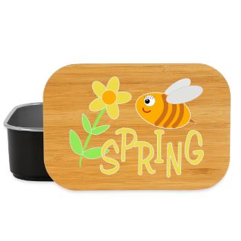 Fröhliche Bienchen mit Blumenmotiv - Lunch Box - Schwarz - Vorne