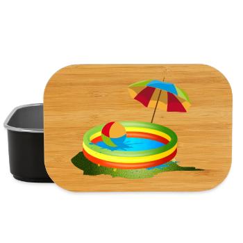 Buntes Planschbecken mit Sonnenschirm und Ball - Lunch Box - Schwarz - Vorne