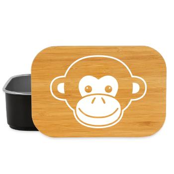 Niedlicher Affenkopf – Dschungel Tier Design - Lunch Box - Schwarz - Vorne